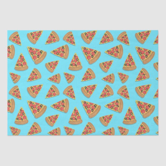 Papier Mousseline Pizza Party Pepperoni Novelty Blue (Recto)