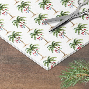 Papier Mousseline Plage aux Palmiers Tropicaux Noël