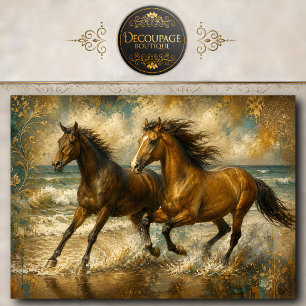 Papier Mousseline Plage de chevaux en course Peinture