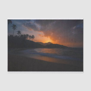 Papier Mousseline Plage de coucher du soleil d'île hawaïenne