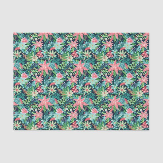 Papier Mousseline Plage de Palm clair Noël Floral Poinsettia (Recto)