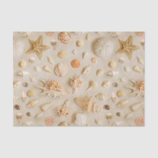 Papier Mousseline Plage de Starfish et Seashells (Recto)