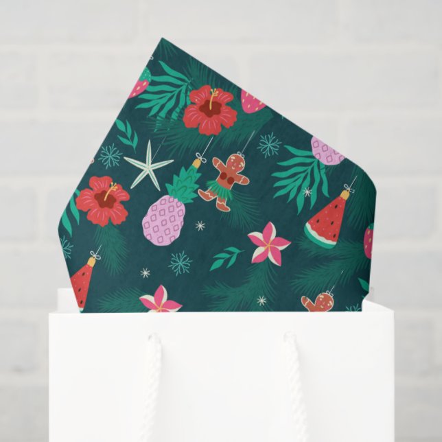 Papier Mousseline Plage d'été Tropical Fêtes de Noël Nouvel An (Sac cadeau)