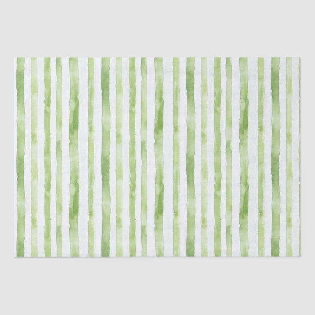 Papier Mousseline Plage Green White Stripes Anniversaire (Recto)