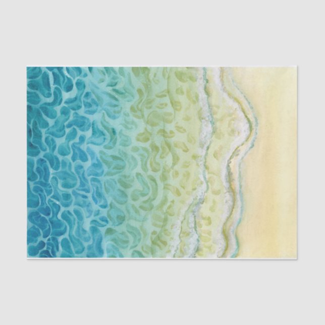Papier Mousseline Plage océanique à l'aquarelle (Recto)