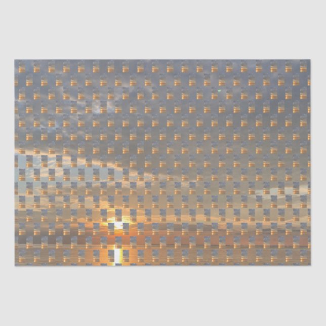 Papier Mousseline Plage paisible Ocean Sky Sunrise Collage Tissu Pa (Recto)