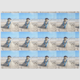 Papier Mousseline Plage / Sculpture de sable Noël Snowman