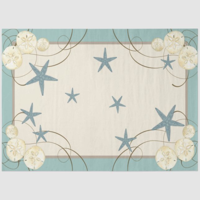 Papier Mousseline Plage Seaside Starfish Dollar Shell Decoupage (Recto)