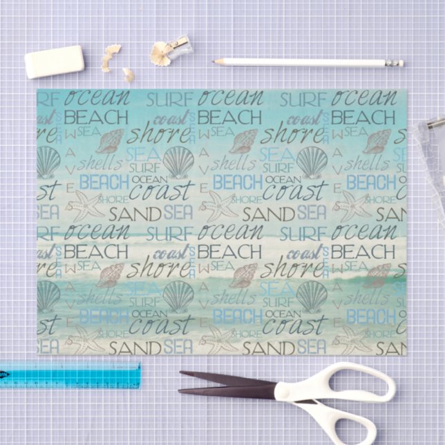 Papier Mousseline Plage Surf Sable Mer (Artisanat)
