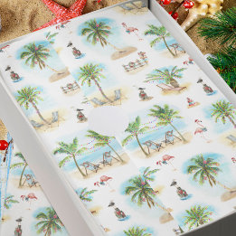 Papier Mousseline Plage tropicale de palmiers de Noël