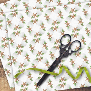 Papier Mousseline Plage Wreath Sea Stars Sable Dollars Noël Tiss