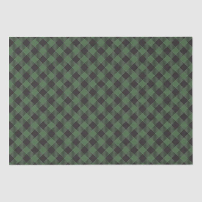 Papier Mousseline Plaid À damiers Buffalo Vert (Recto)