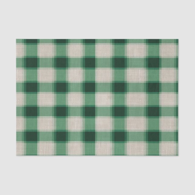 Papier Mousseline Plaid à la crème verte (Recto)