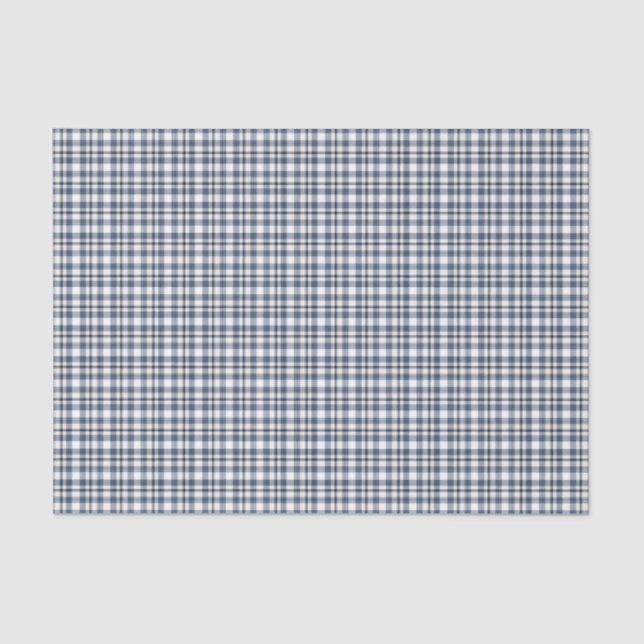 Papier Mousseline Plaid blanc bleu 1 (Recto)