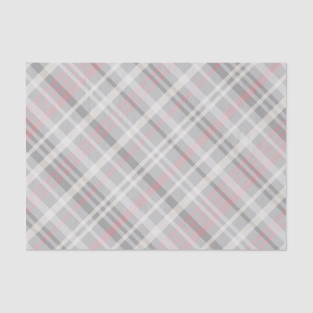 Papier Mousseline plaid blanc gris rose classique (Recto)