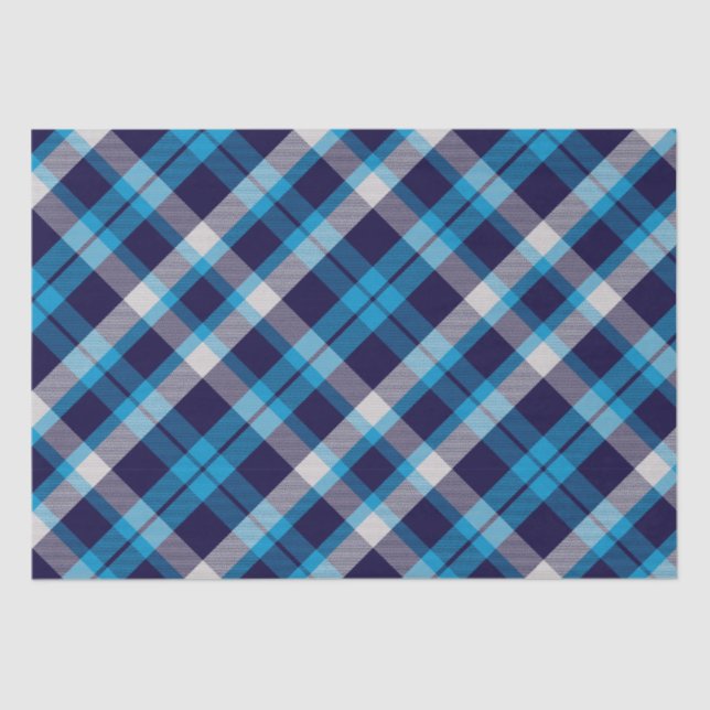 Papier Mousseline Plaid Bleu (Recto)