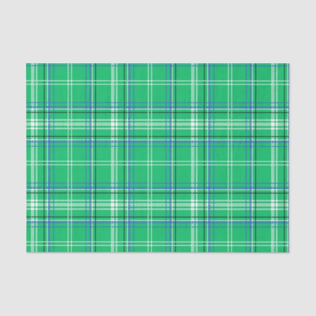 Papier Mousseline Plaid bleu et vert (Recto)