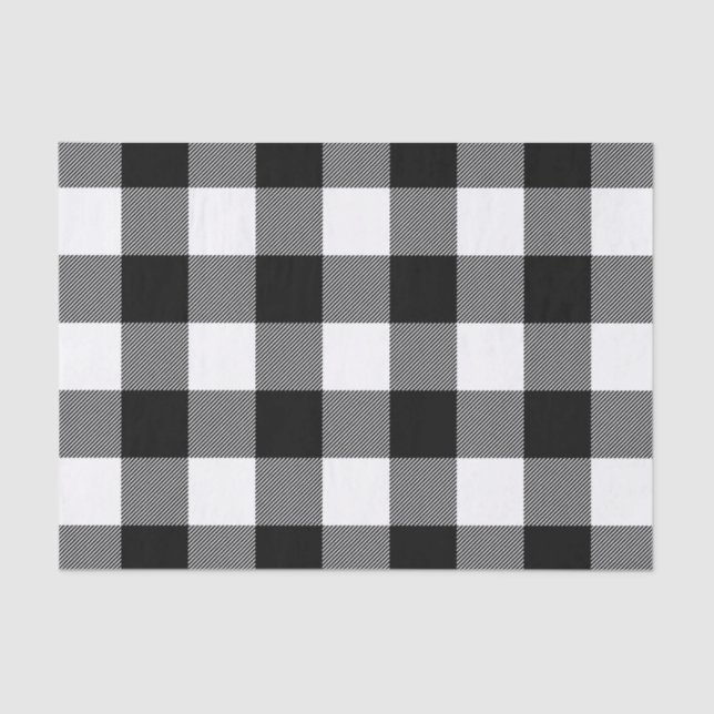 Papier Mousseline Plaid de buffle noir et blanc (Recto)