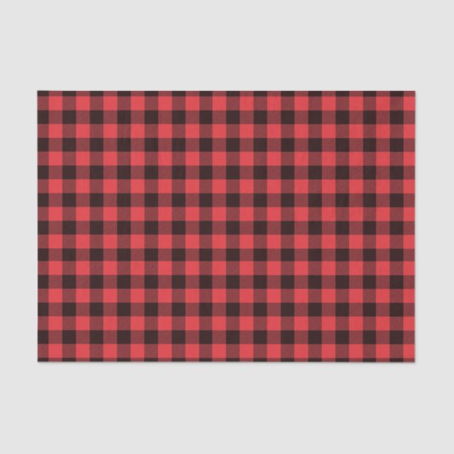 Papier Mousseline Plaid de buffle rouge et noir (Recto)
