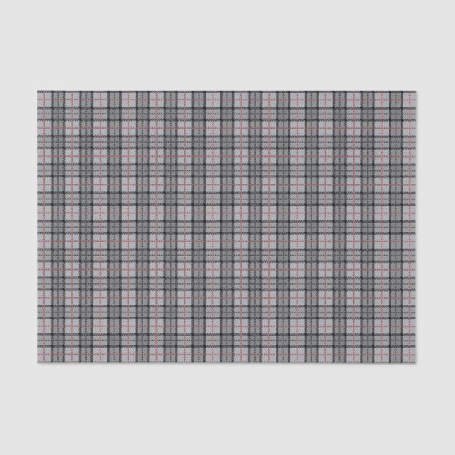 Papier Mousseline Plaid de pixel dans le gris avec la rayure rouge (Recto)