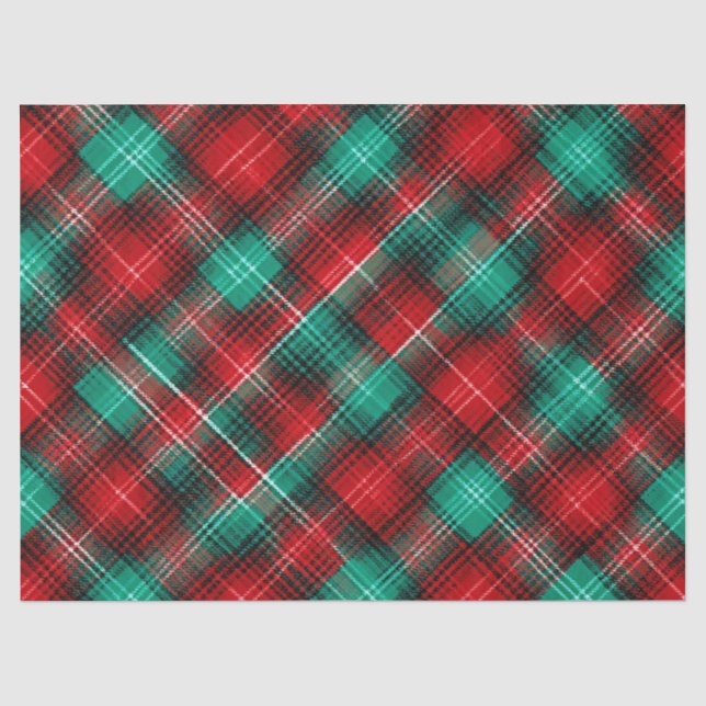 Papier Mousseline Plaid de vacances rouge et vert (Recto)