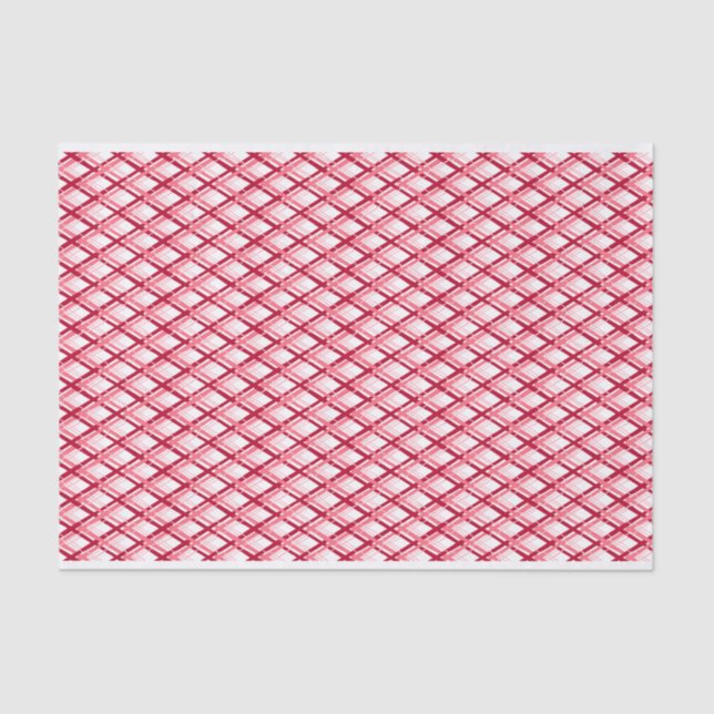 Papier Mousseline Plaid en diagonale rouge et blanc (Recto)