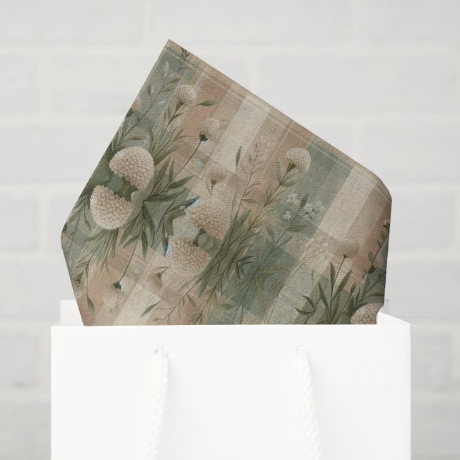 Papier Mousseline Plaid Forestier (Sac cadeau)