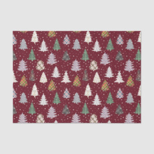 Papier Mousseline Plaid Patternes Motif de Noël à Maroon