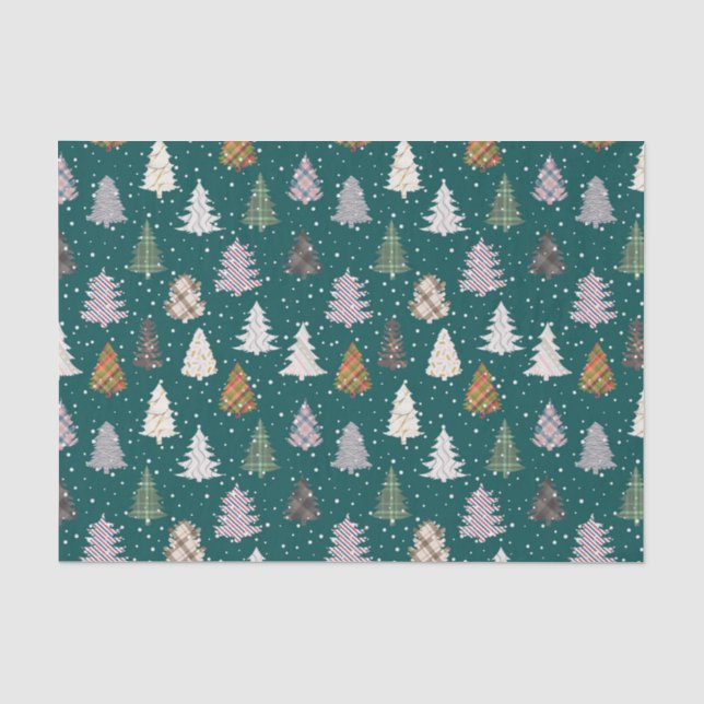 Papier Mousseline Plaid Patternes Motif de Noël en vert (Recto)