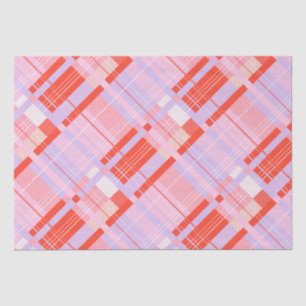 Papier Mousseline Plaid Preppy - Rose, Rouge & Lavande