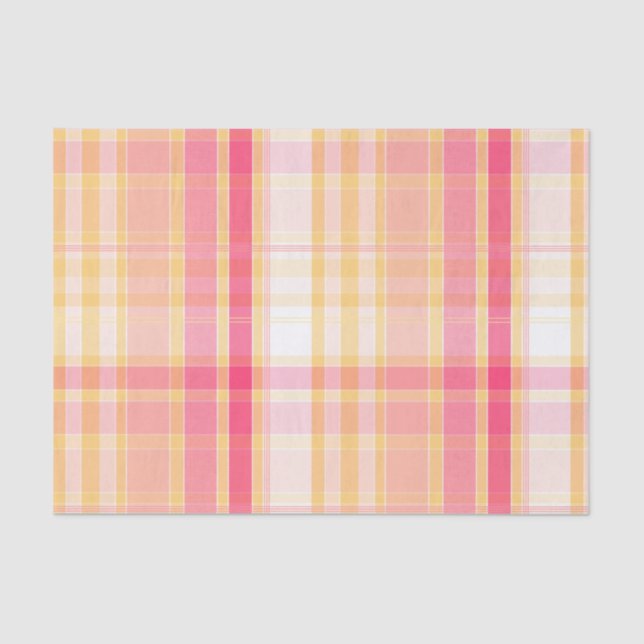 Papier Mousseline Plaid rose et jaune sans joint (Recto)