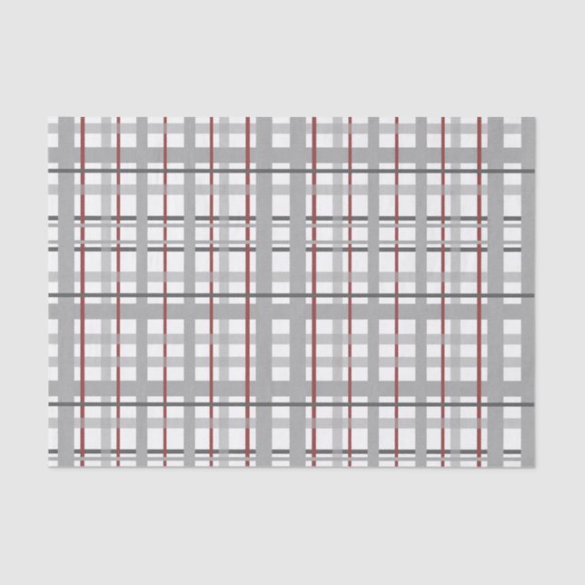Papier Mousseline Plaid rouge et gris (Recto)