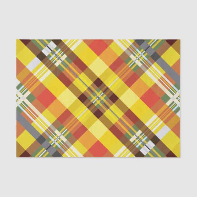 Papier Mousseline Plaid/tartan - tournesol - (Recto)