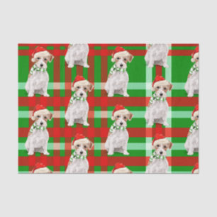 Papier Mousseline Plaid vert avec Jack Russell Terrier Noël