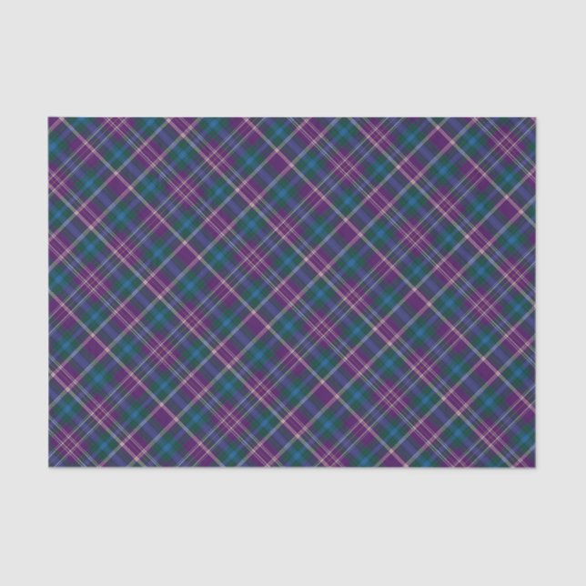 Papier Mousseline Plaid violet, bleu et vert (Recto)