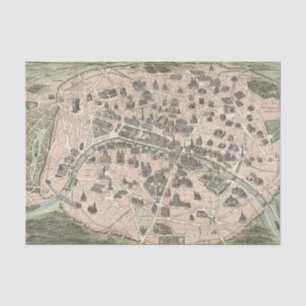 Papier Mousseline Plan de rue antique vintage de Paris