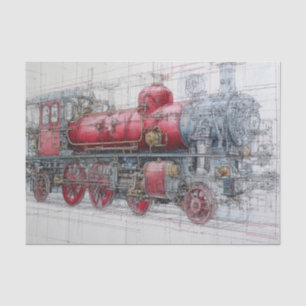 Papier Mousseline Plan de train à vapeur vintage