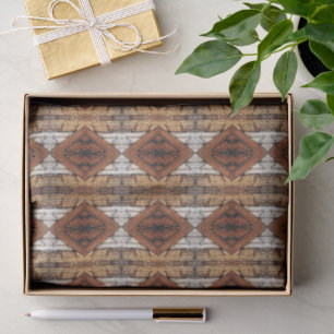 Papier Mousseline Planches de bois patiné en motif diamant multimédi