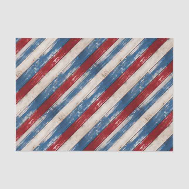 Papier Mousseline Planches de bois rustiques patriotiques (Recto)