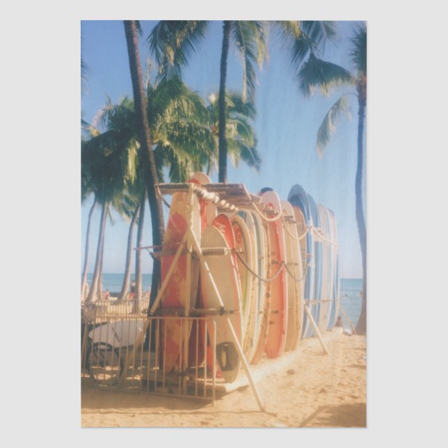 Papier Mousseline Planches de surf de la plage de Waikiki  (Recto)