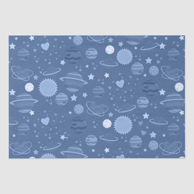 Papier Mousseline Planètes bleues (Recto)