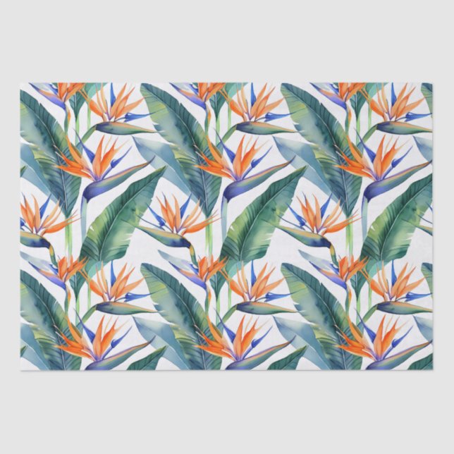 Papier Mousseline Plantes tropicaux et motif de fleurs (Recto)