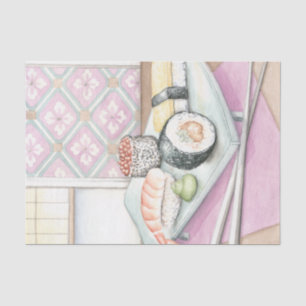 Papier Mousseline Plaque de sushi assorté avec baguettes