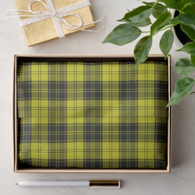 Papier Mousseline Plaque noire jaune tartan MacLachlan (Cadeau)