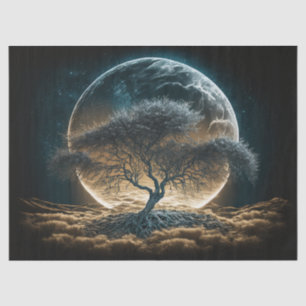 Papier Mousseline Pleine lune avec l'arbre de découpage racine