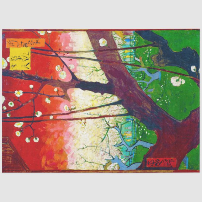 Papier Mousseline Plum à fleurs (après Hiroshige), Van Gogh (Recto)