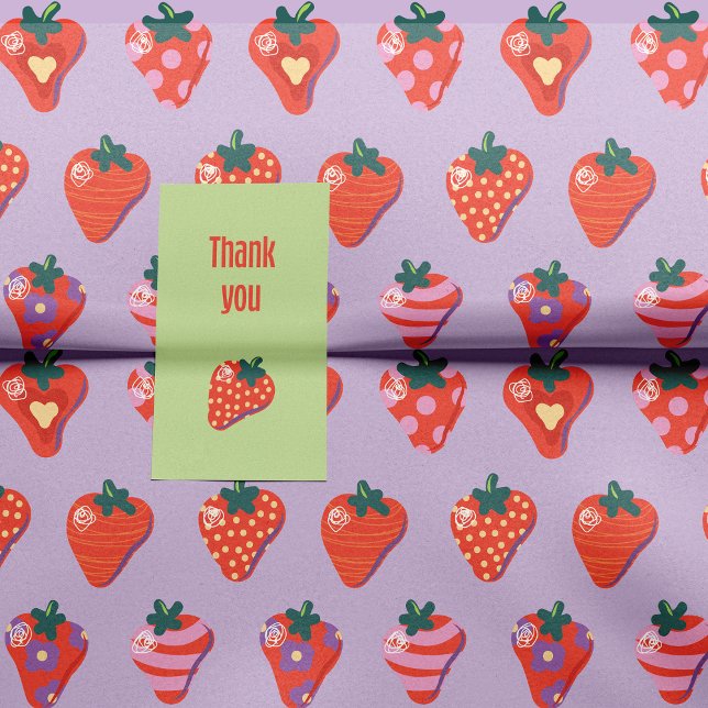 Papier Mousseline Plum illustré fraise (Créateur téléchargé)