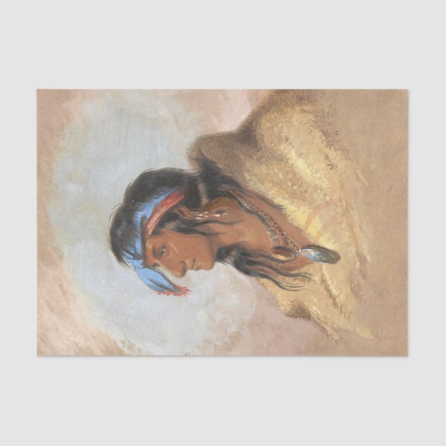 Papier Mousseline Plume blanc de peinture Vintage amérindienne (Recto)