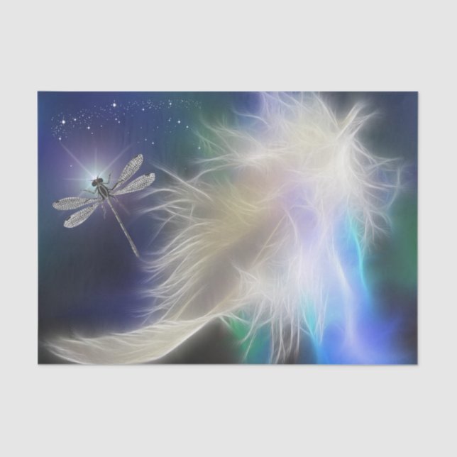 Papier Mousseline Plume d'ange et libellule 2 (Recto)