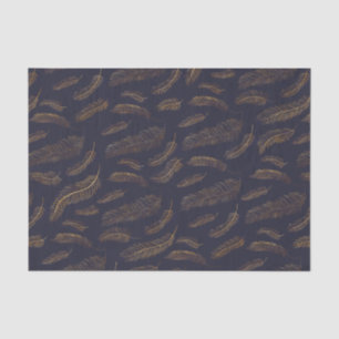 Papier Mousseline Plume d'or imprimée